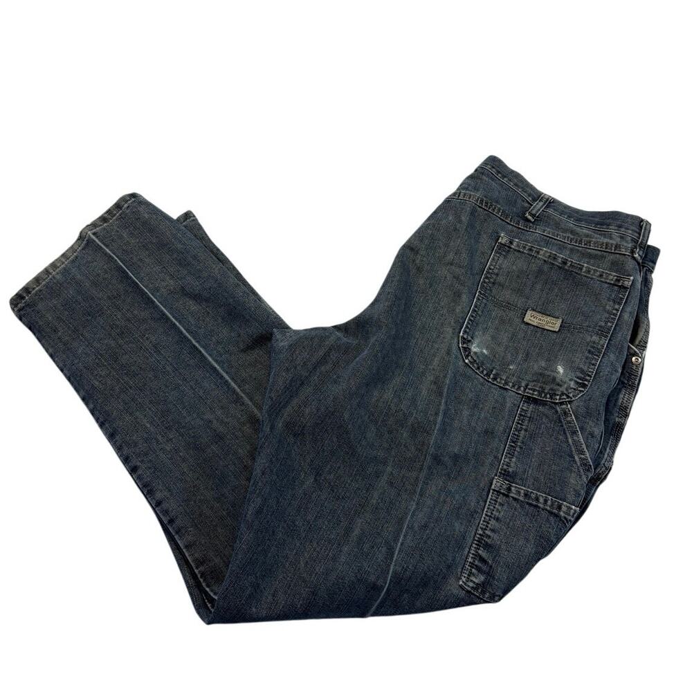 Vintage Wrangler Carpenter Jeans Mens 42x32 Loose Baggy Fit Washed Blue Pockets